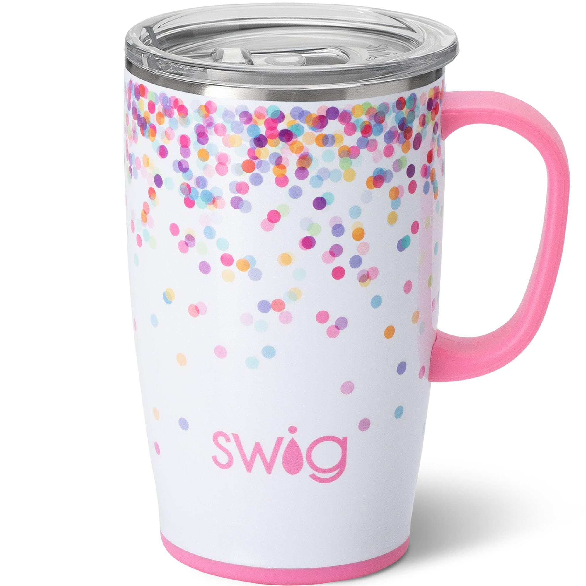 Swig Life confetti glitter tumbler for daily coffee on the go.