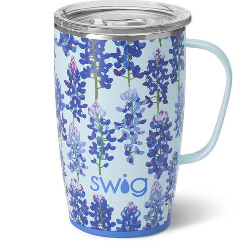 Swig Life 18oz travel mug with handle, ideal for commuting and on-the-go hydration.
