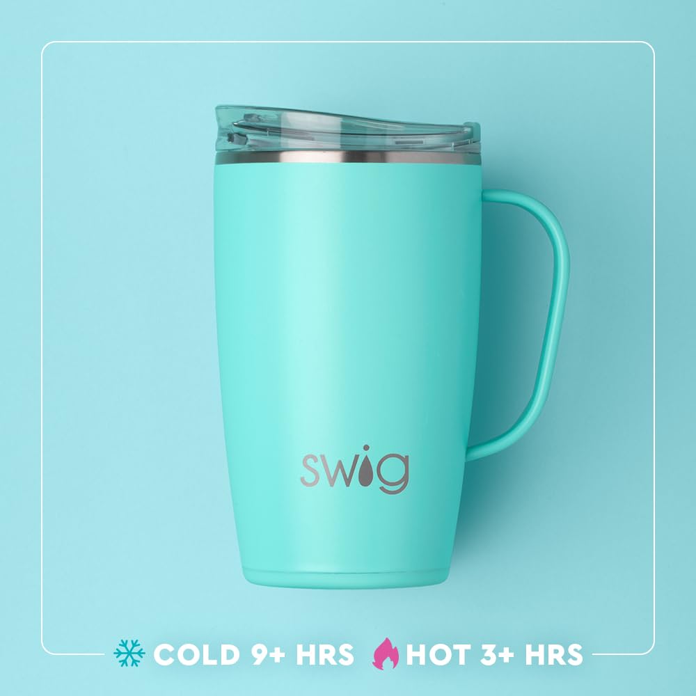 Swig Life 18oz tumbler top rack dishwasher safe for quick cleanup.