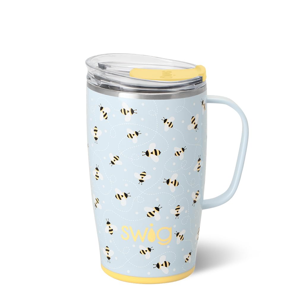 Swig Life 18oz tumbler with handle and lid fits cup holders and keeps beverages at ideal temps.