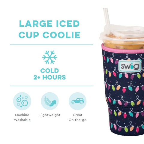 Swig Life 30-32oz sleeve fits standard iced coffee cups securely.