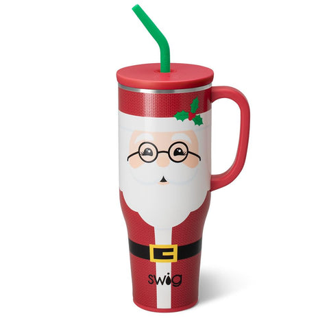 Swig Life 40oz Mega Mug with handle and straw shows 24-hour cold retention.