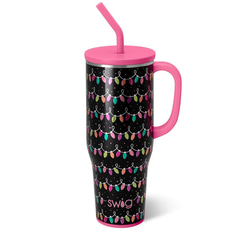 Swig Life 40oz Mega Mug with handle and straw for on-the-go hydration.