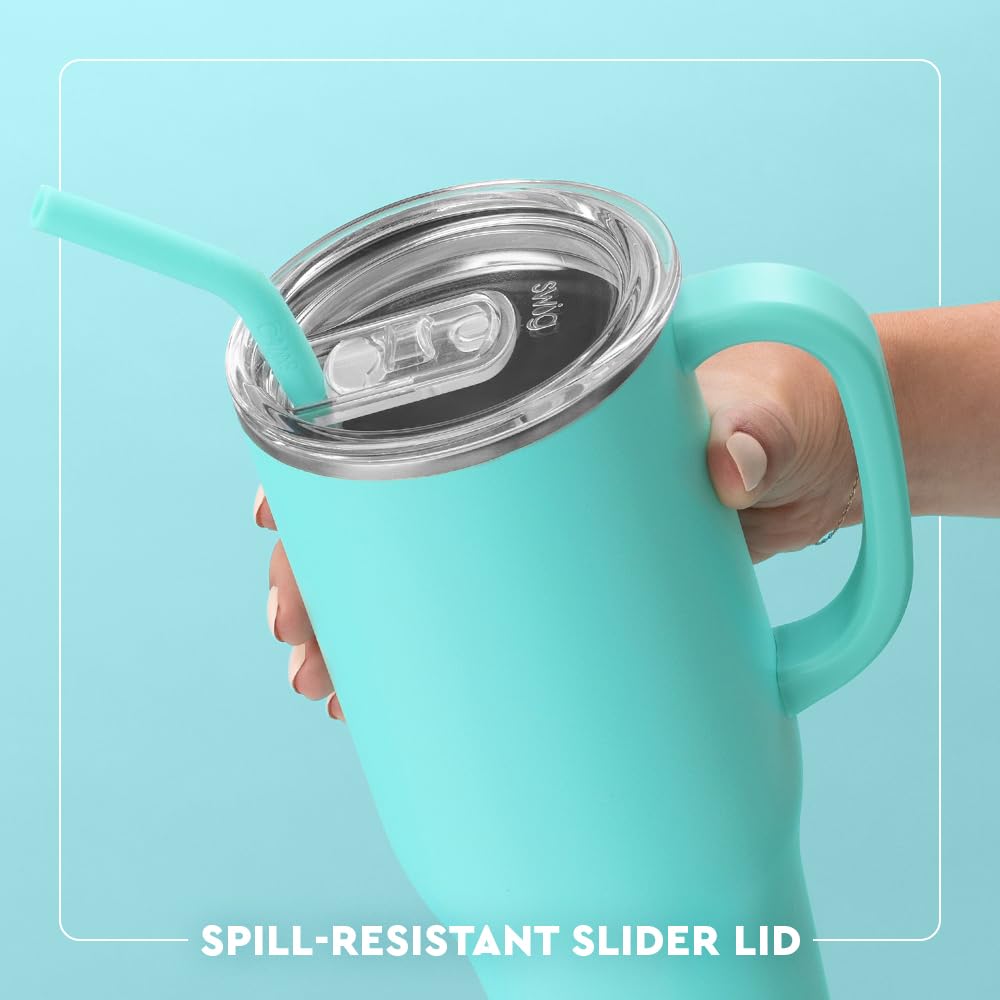 Swig Life 40oz Mega Mug wide opening for ice and easy filling.