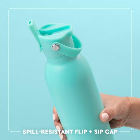 Swig Life bottle lid with sip-cap enables easy one-handed drinking.