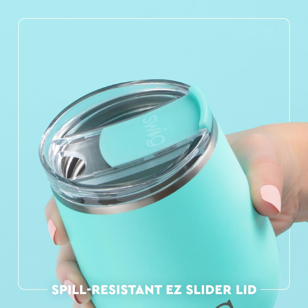 Swig Life built-in coaster base prevents slips, drips, and scratches.