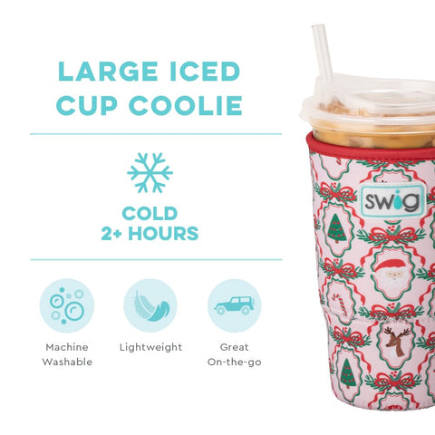 Swig Life Iced Cup Coolie Christmas Cameos design adds festive flair.