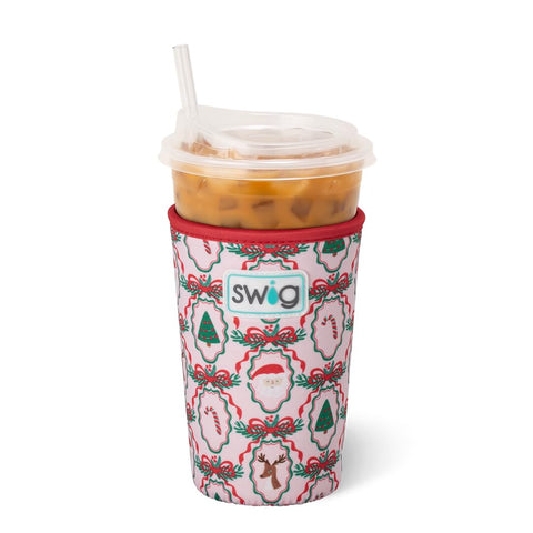 Swig Life iced cup coolie handle closeup keeps hands dry and secure.