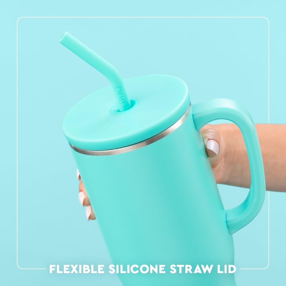 Removable slider lid for controlled sipping and spill protection.