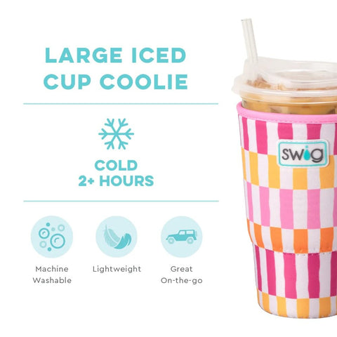 Swig Life Sherbet Stripe 30-32oz fit, ideal for jumbo iced coffees.