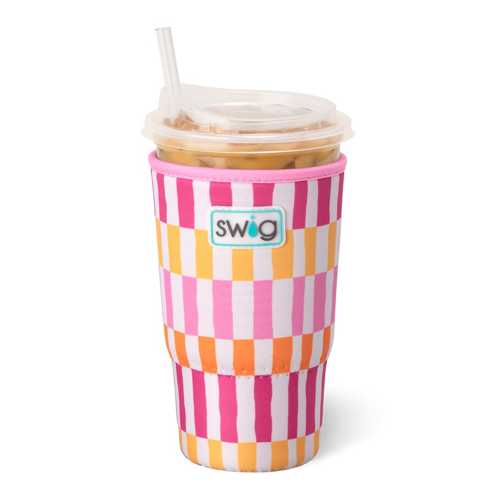 Swig Life Sherbet Stripe iced cup coolie with snug fit for standard 30-32oz cups.