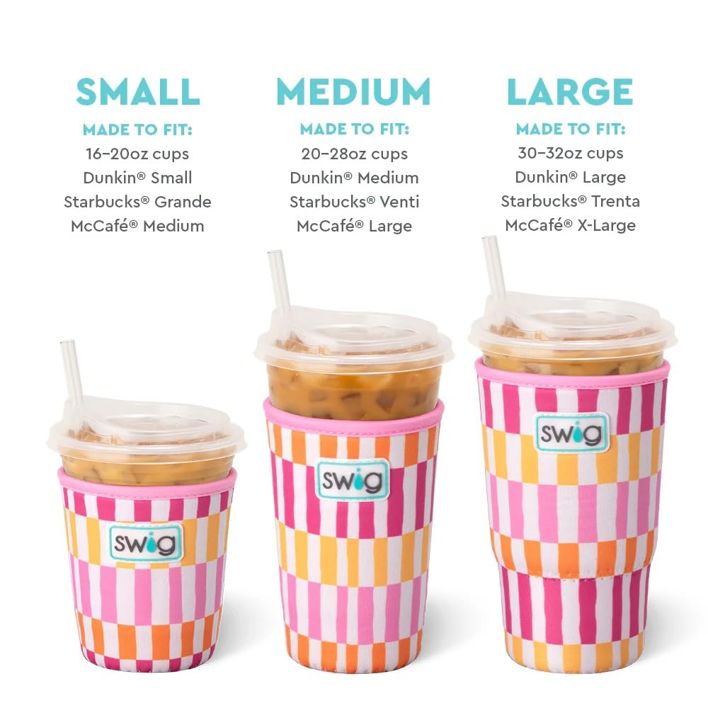 Swig Life Sherbet Stripe machine washable sleeve for easy cleaning.