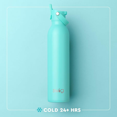 Swig Life stainless steel insulated tumbler keeps beverages cold.