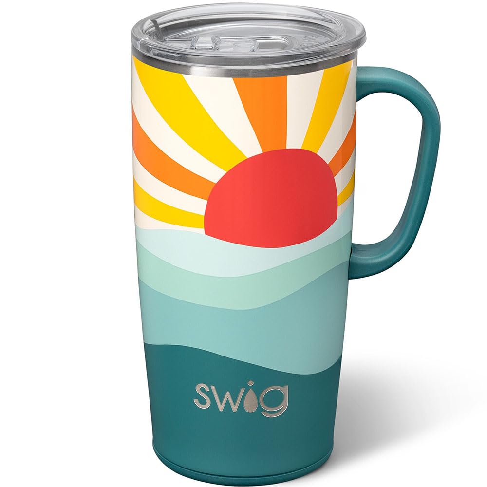 Swig Life Sun Dance 22oz travel mug with handle and lid for on-the-go hydration