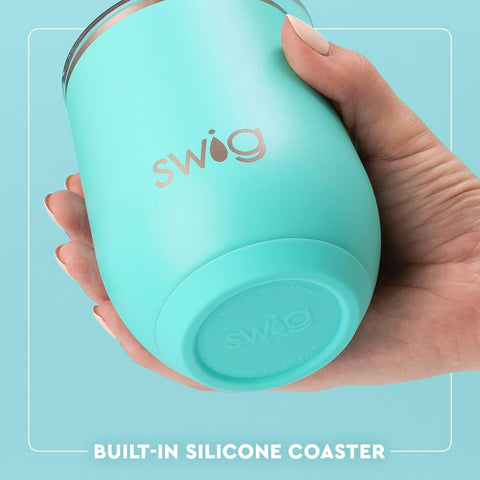 Swig Life shimmer buttercup wine tumbler showcases stylish color and triple insulation.
