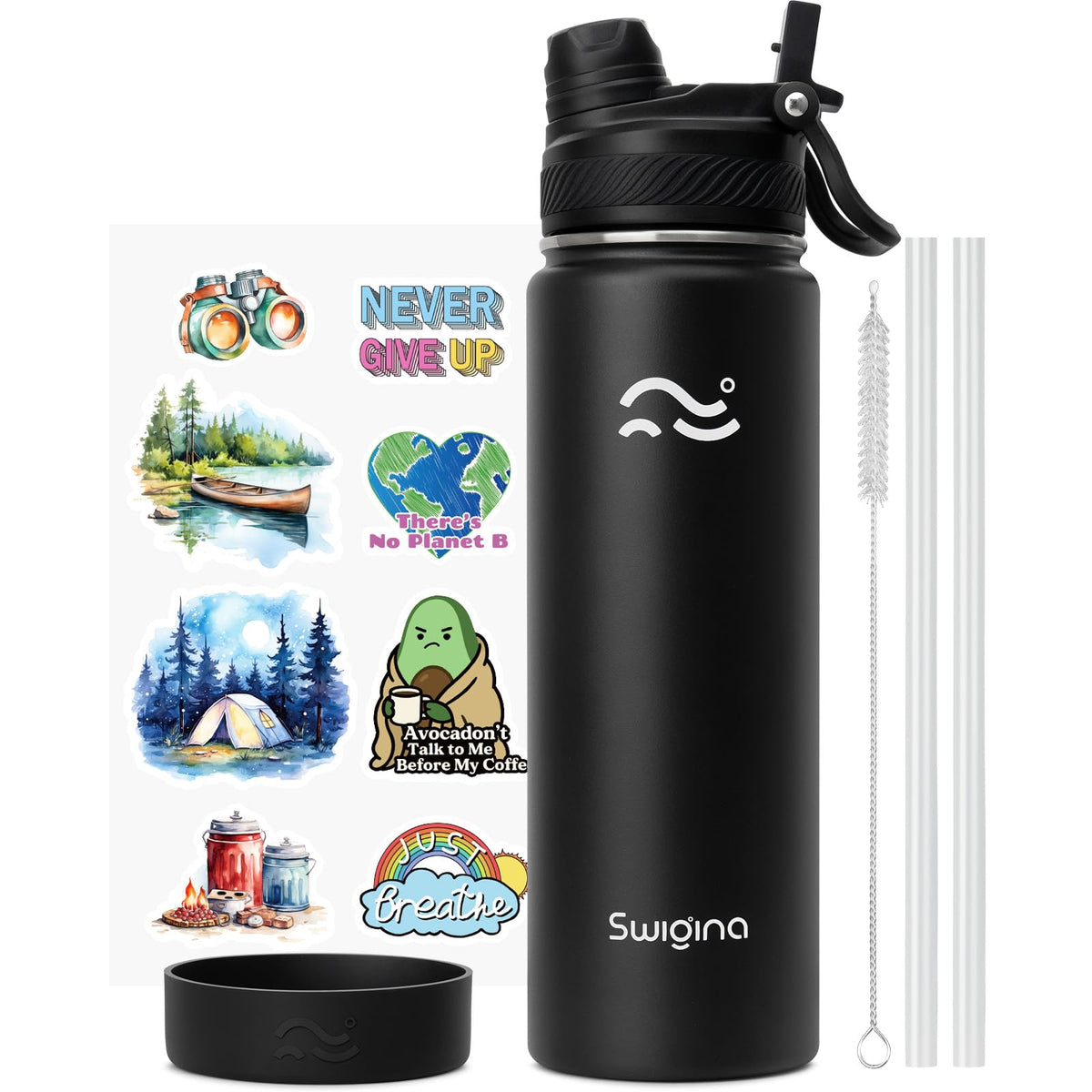 Swigina 24oz bottle with 2-in-1 lid for versatile sipping on the go