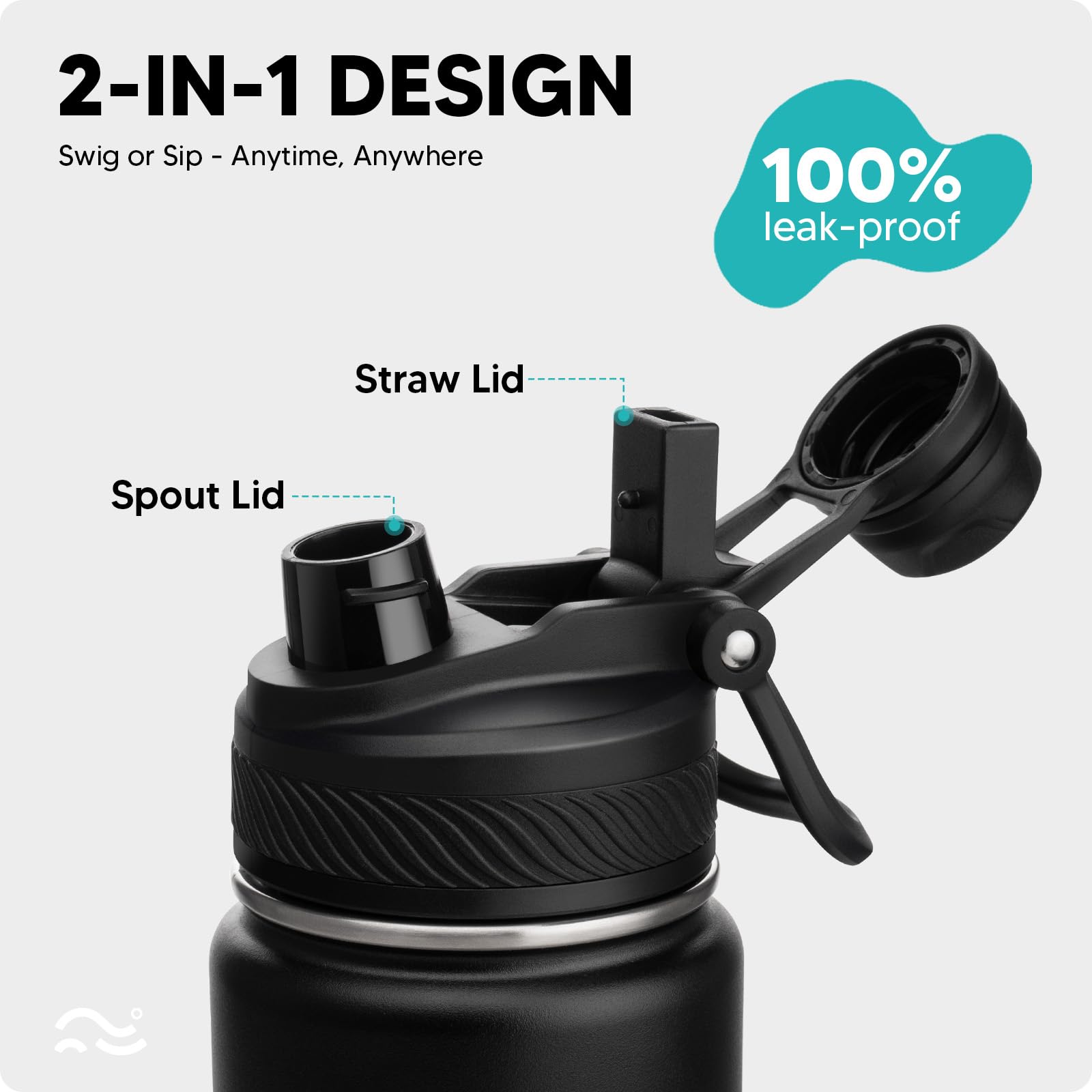 Swigina bottle with silicone boot for drop protection and confident grip