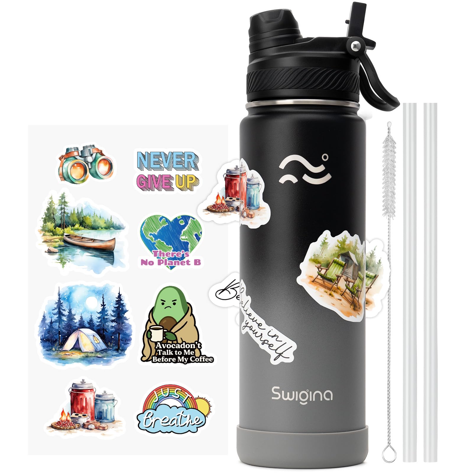 Swigina 24 oz insulated bottle front view for all-day hydration and temperature retention.