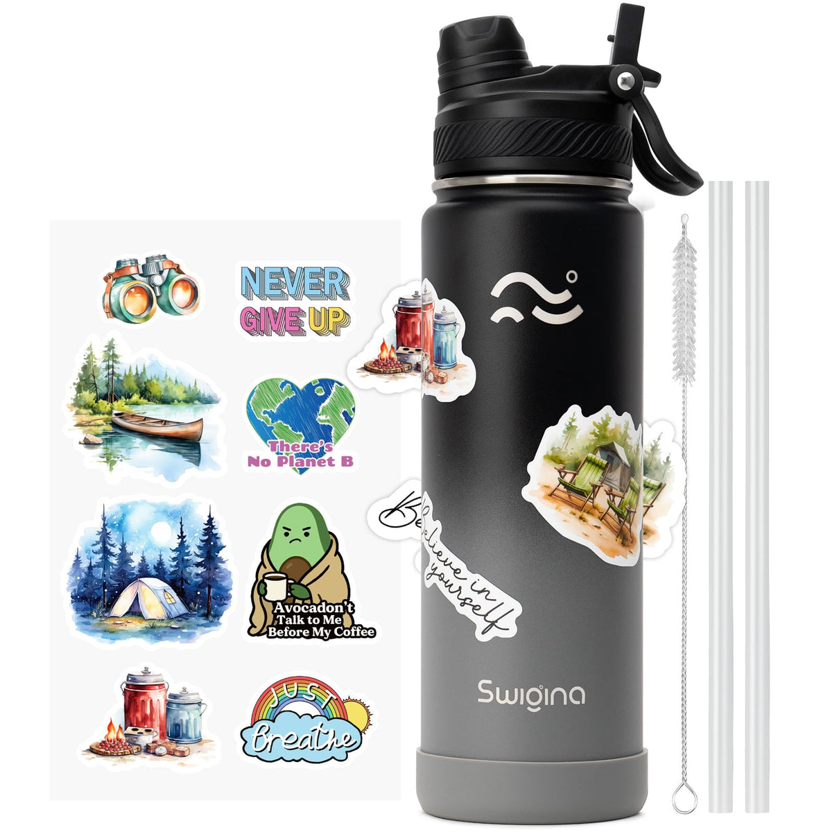 Swigina 24 oz insulated bottle front view for all-day hydration and temperature retention.