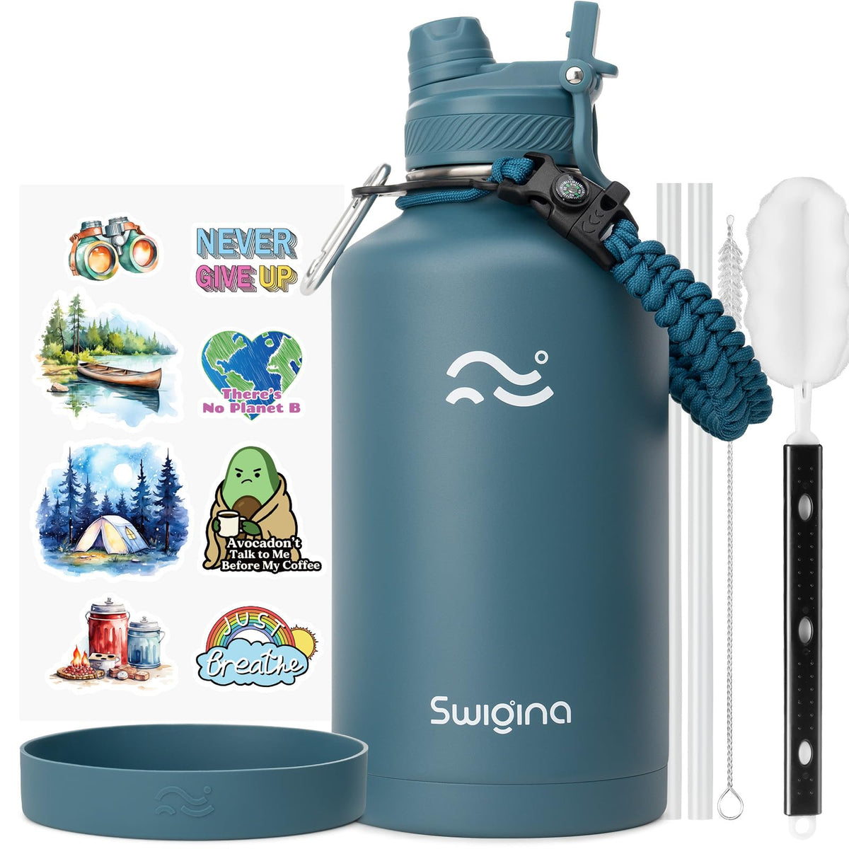 Swigina 2-in-1 lid on a 64 oz bottle for quick sipping during workouts.