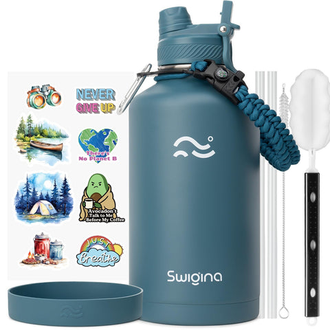 Swigina 2-in-1 lid on a 64 oz bottle for quick sipping during workouts.