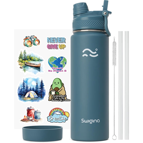 Swigina bottle with 2-in-1 lid for versatile sipping and pouring.