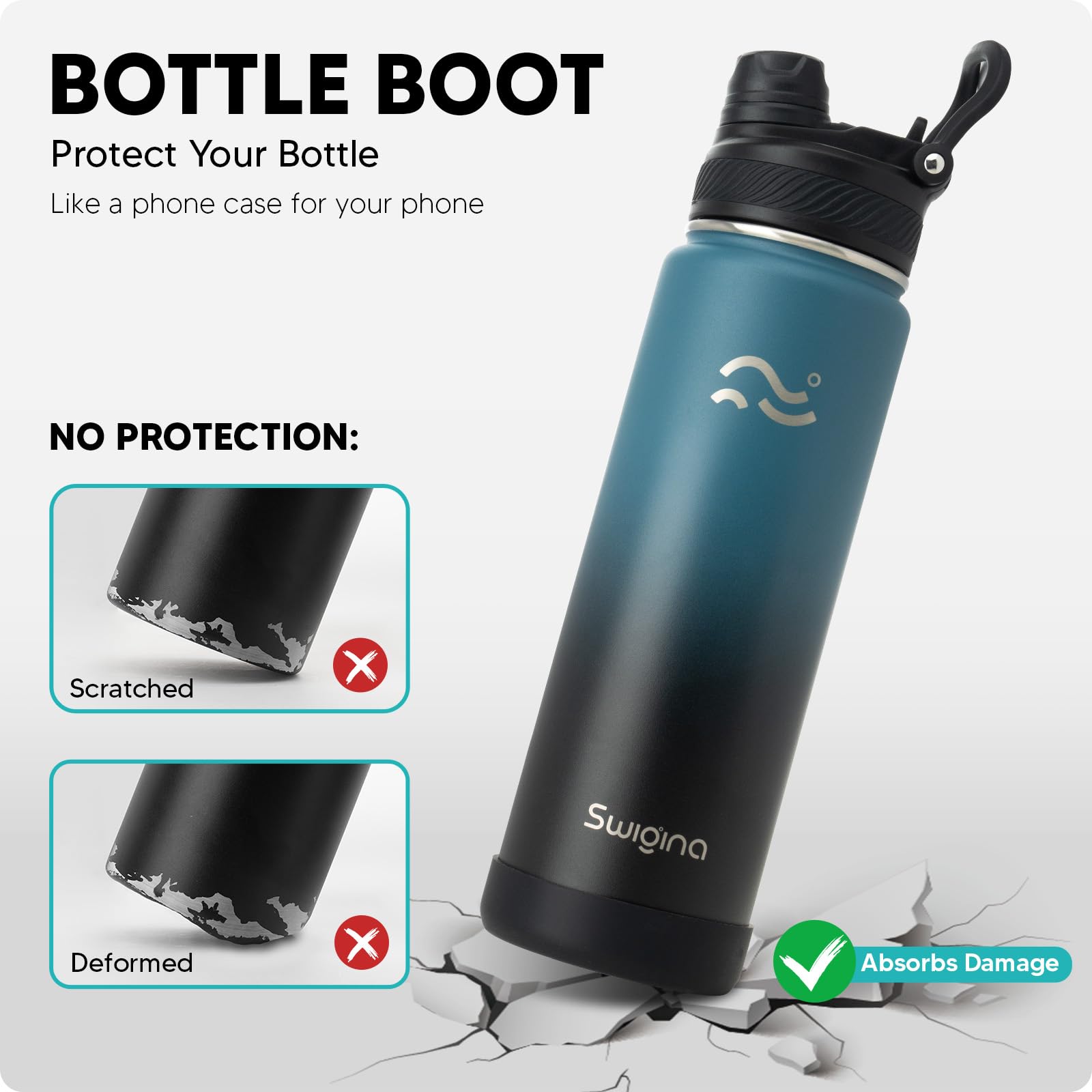 Swigina carabiner leakproof lid prevents spills on the go