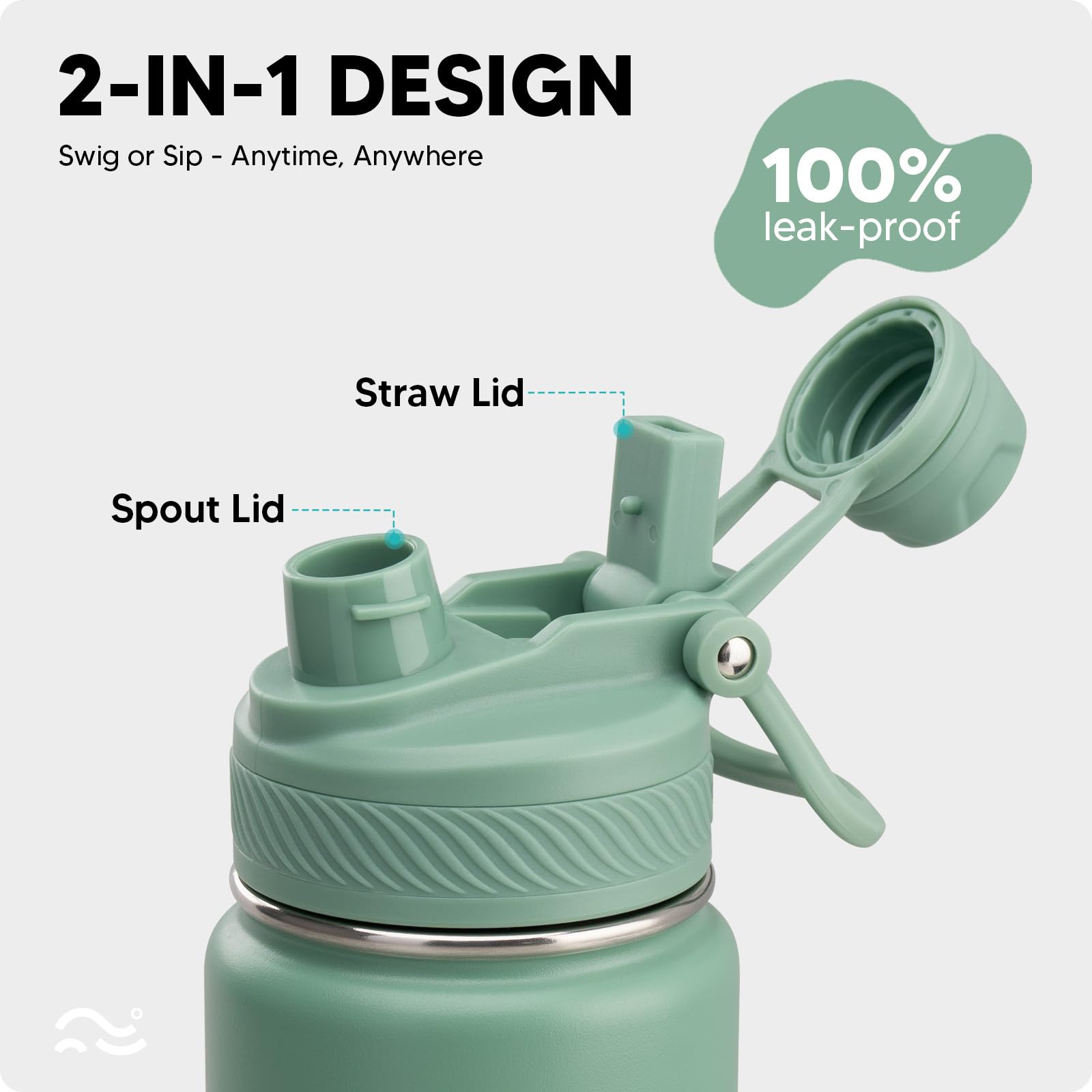 Swigina insulated double-wall design keeps beverages cold or hot for hours.