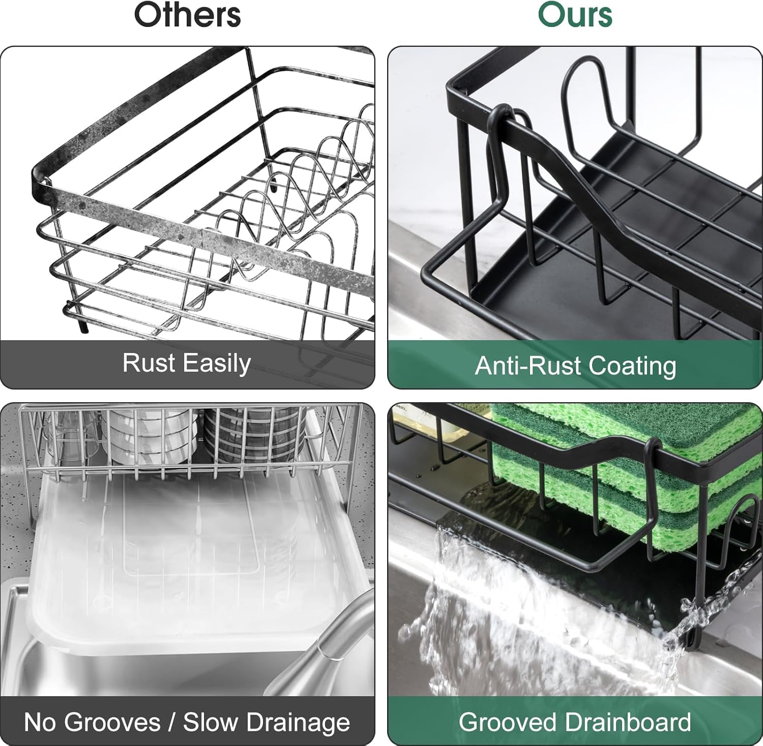 SWILLE sink caddy can be hung on hooks for flexibility.