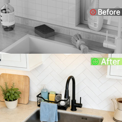 SWILLE keeps sponge and brushes organized for quick cleanup.