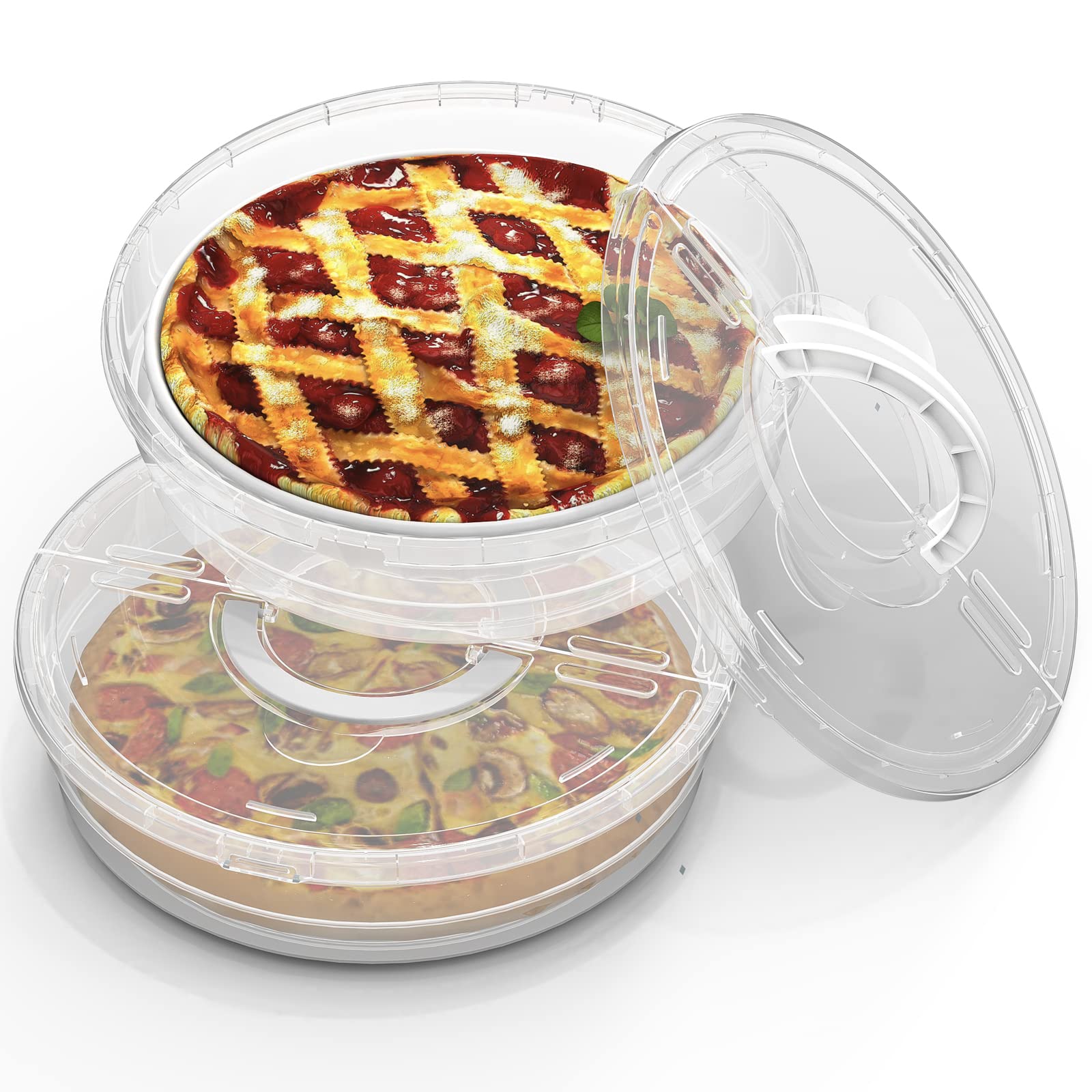 SwinDuck 12-inch pizza container with two compartments for leftovers.