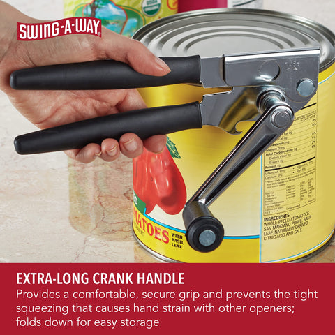 Swing-A-Way high-carbon cutting wheel glides smoothly across can tops.