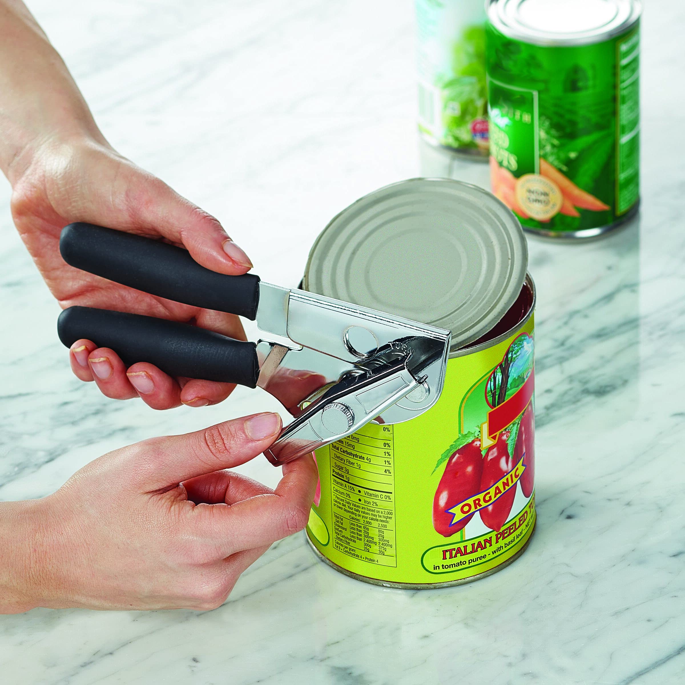 Swing-A-Way Can Opener reveals built-in bottle opener for versatility.