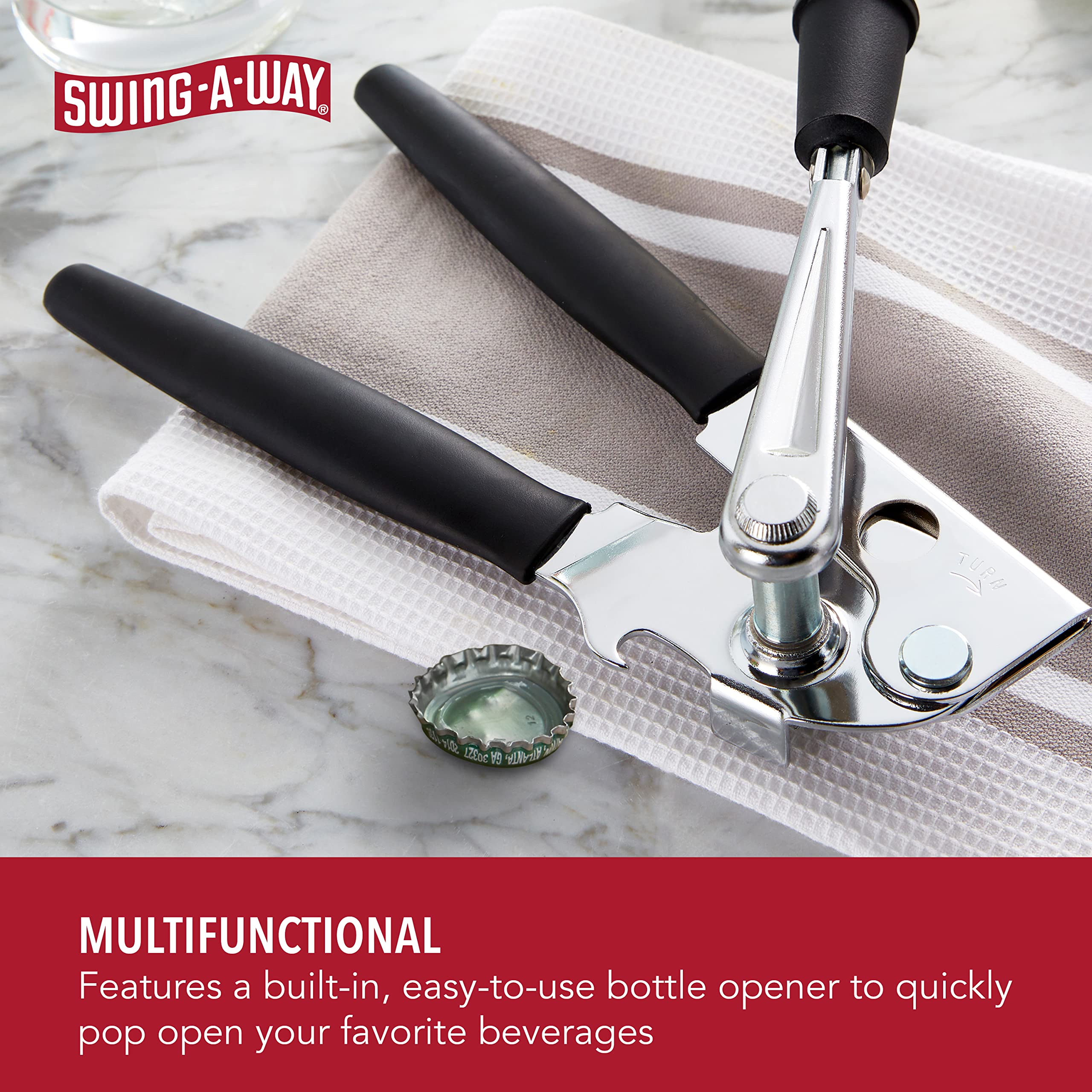 Swing-A-Way Easy-Crank features soft cushion grips for comfortable handling.