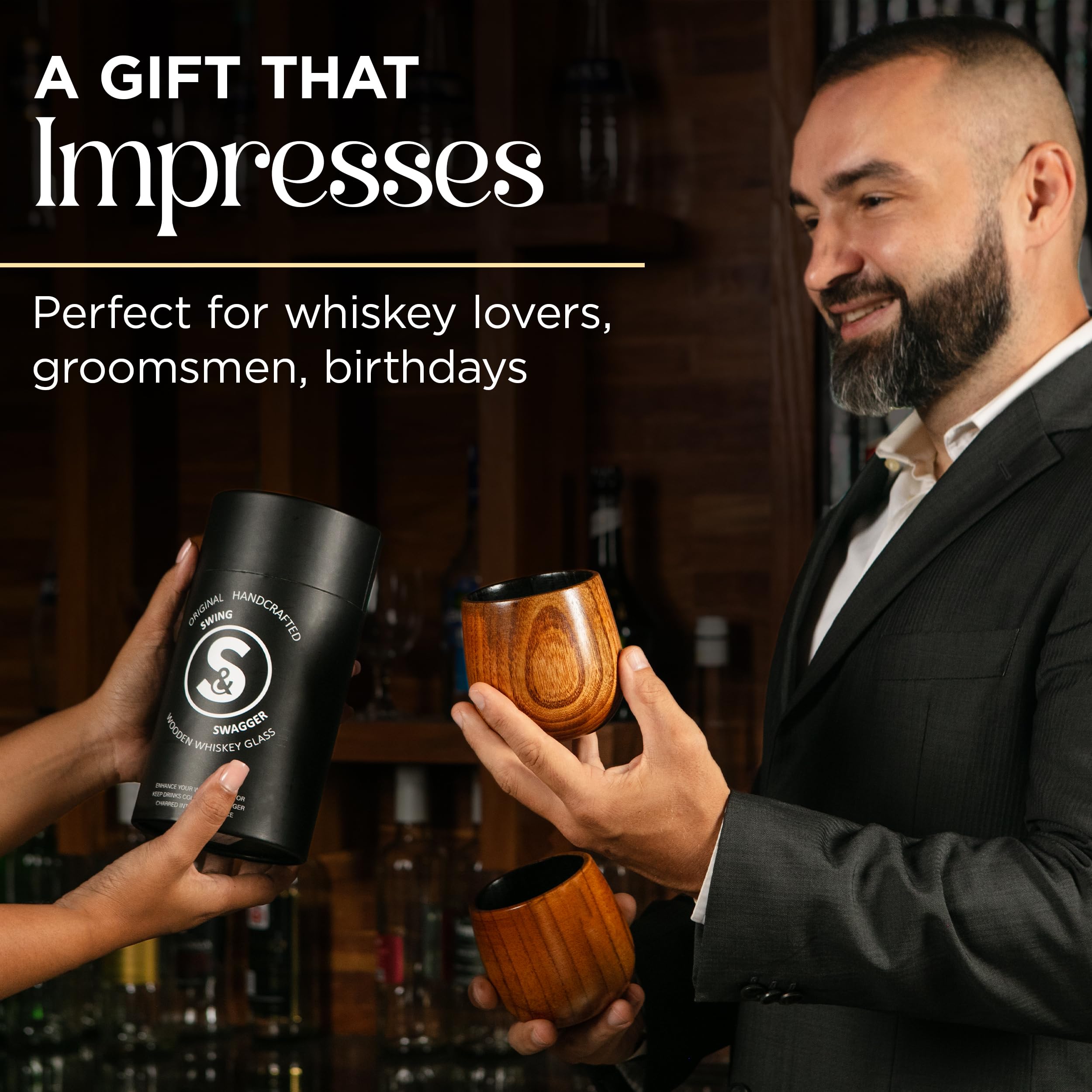Swing & Swagger black storage pouch and packaging tube, gift-ready presentation.