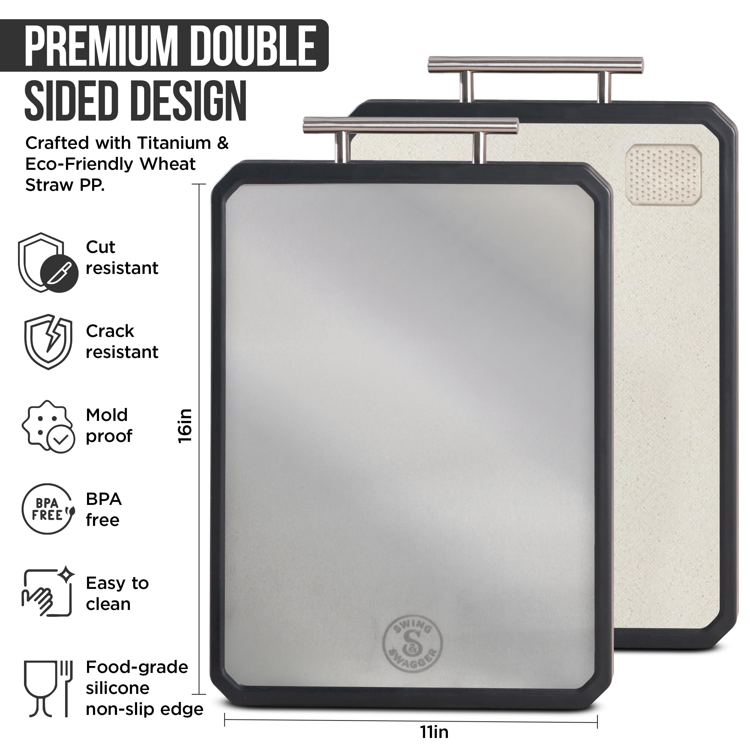 Swing & Swagger titanium side close-up for precise meat prep