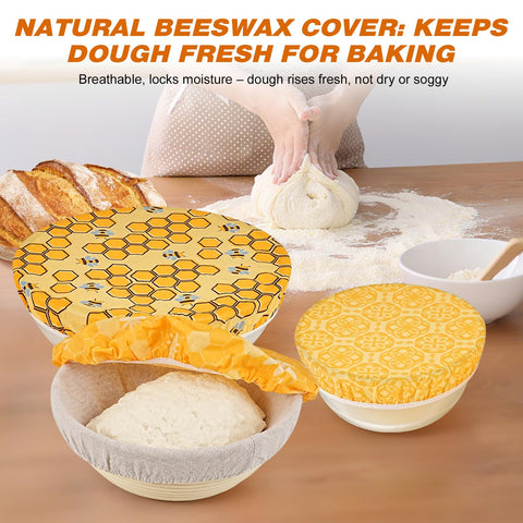 Swiscena beeswax bowl cover 10in pattern A fits bowls securely for storage