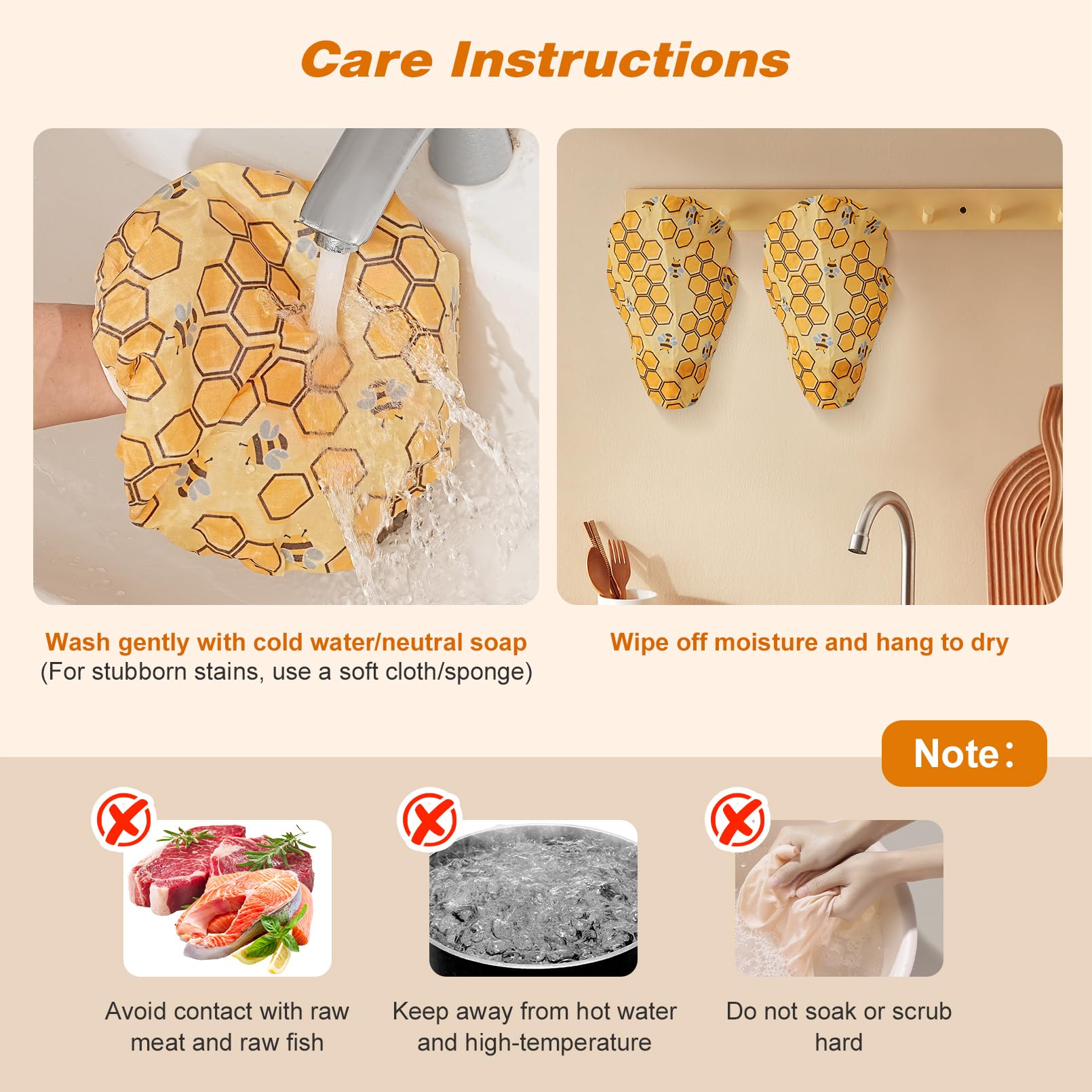 Swiscena easy-clean beeswax bowl cover; hand-wash and air-dry.