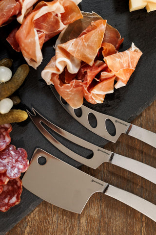Swissmar Barcelona serving fork tip enables easy portioning without switching tools.