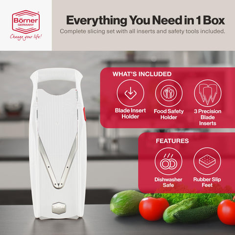 Swissmar Börner VPower V-Slicer insert panel with 7mm and 3.5mm blades for versatile cuts