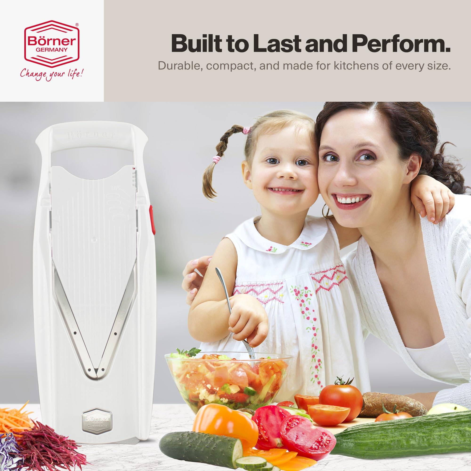 Versatile cuts with Swissmar Börner VPower V-Slicer for julienne and cubes