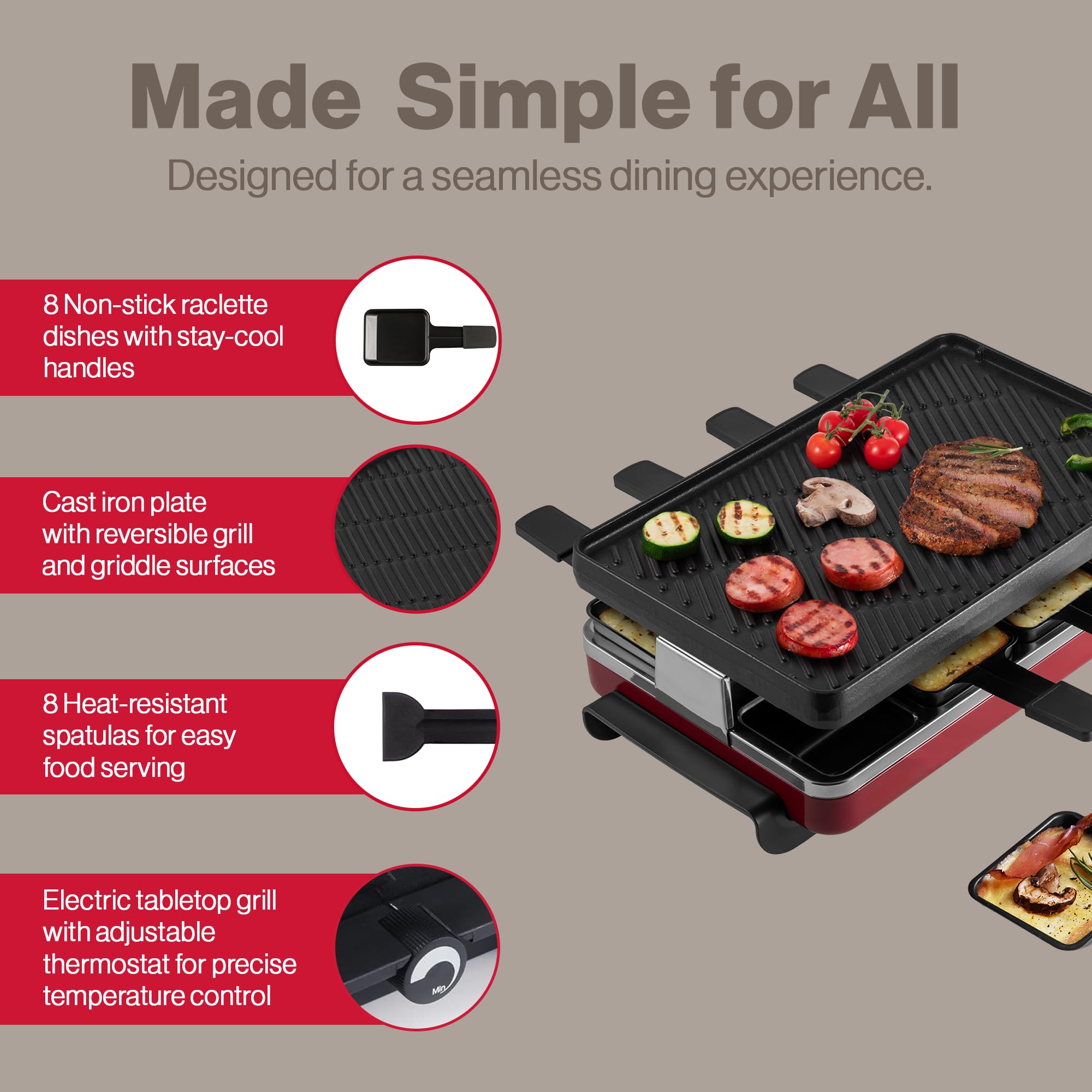 1200-watt indoor grill delivers steady heat.