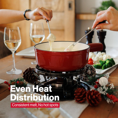 Swissmar Lugano fondue burner ensures steady flame for extended dipping
