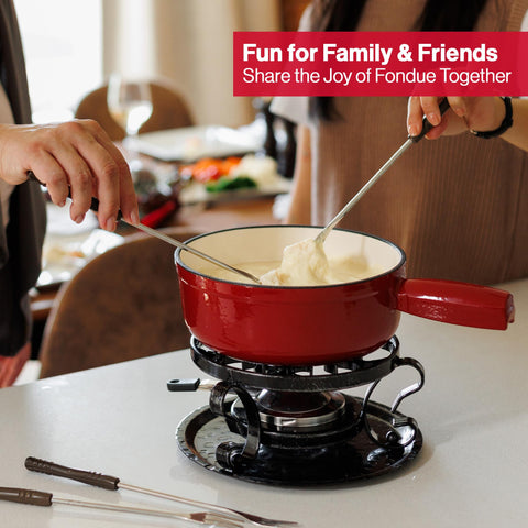 Swissmar Lugano recipe card guides you to perfect fondue steps