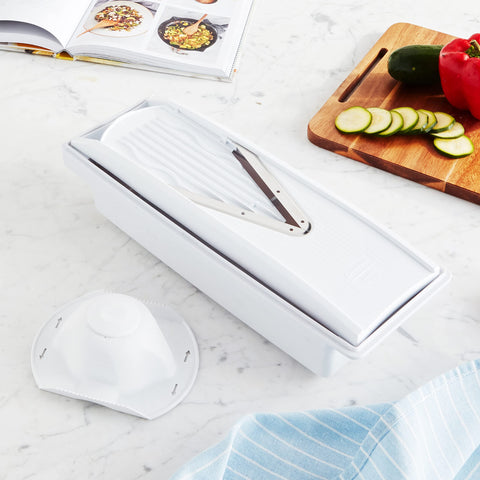 Swissmar V-Prep inserts enable thick and thin cuts for versatile prep
