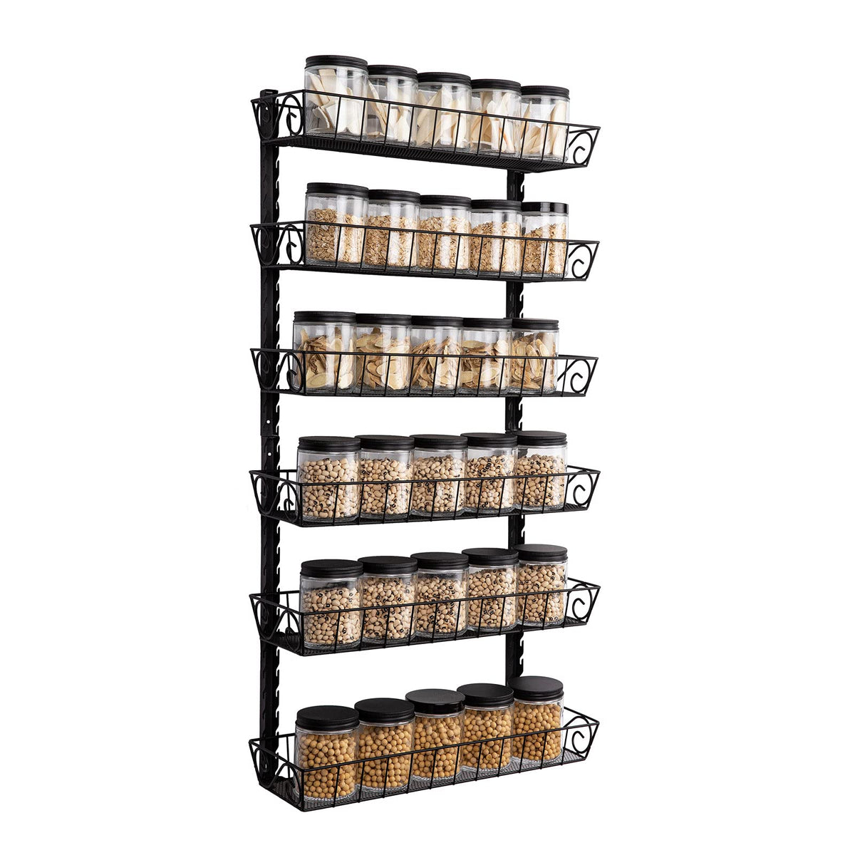 SWOMMOLY 6-tier wall mount spice rack demonstrates compact kitchen organization.