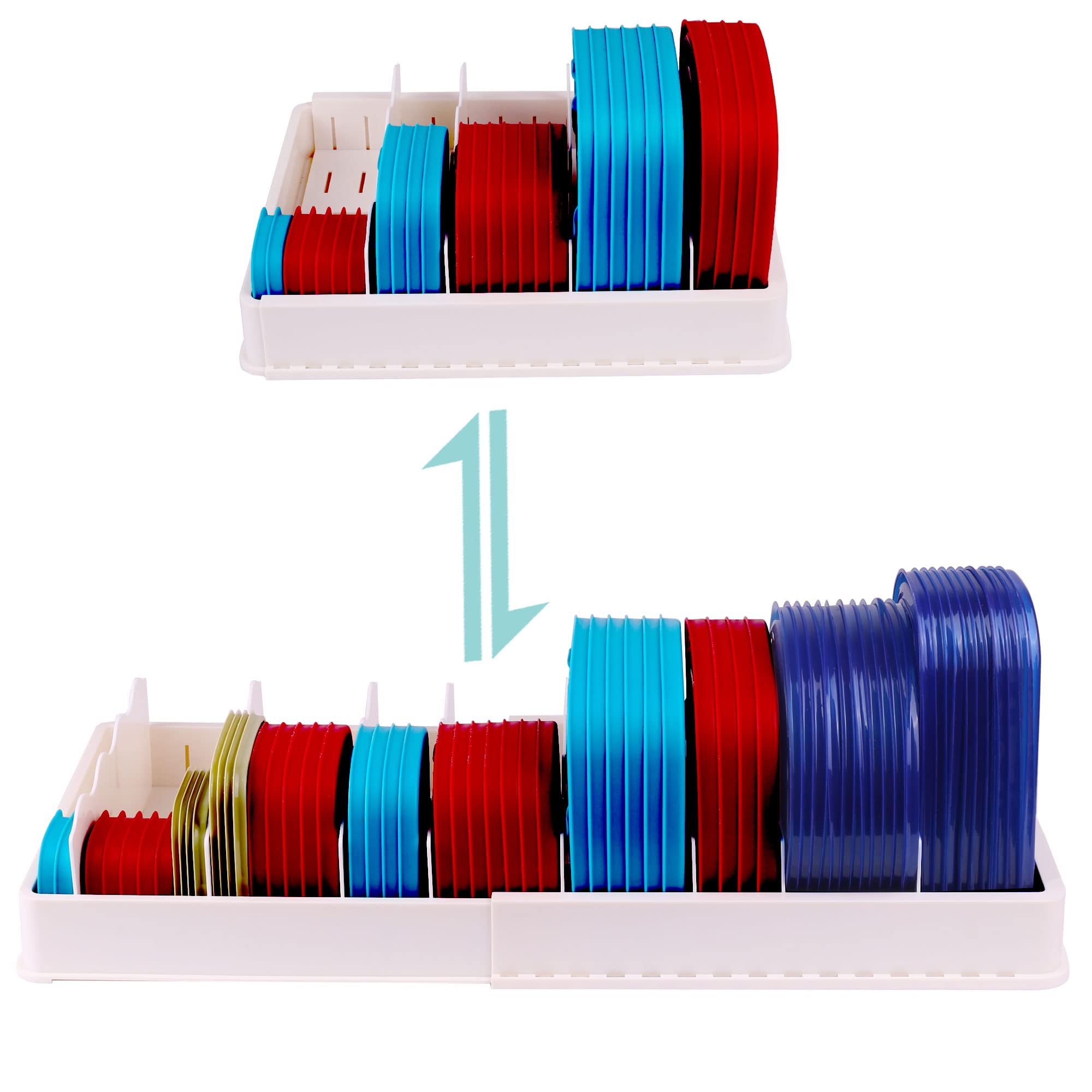 SWOMMOLY eight adjustable dividers organize lids efficiently in any cabinet