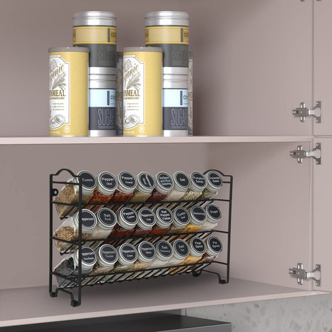 SWOMMOLY glass spice jars 24-pack showcase fresh storage