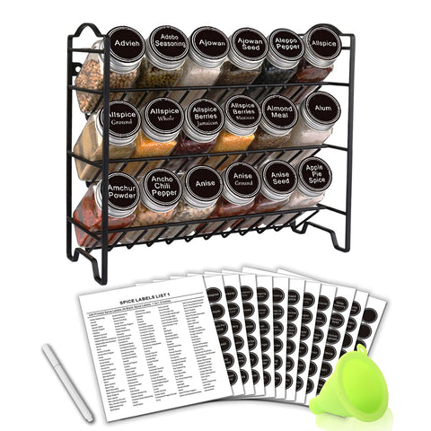 SWOMMOLY spice rack 3-tier with 18 jars for neat kitchen organization