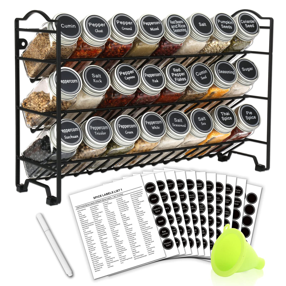 SWOMMOLY spice rack assembly on counter for organized storage